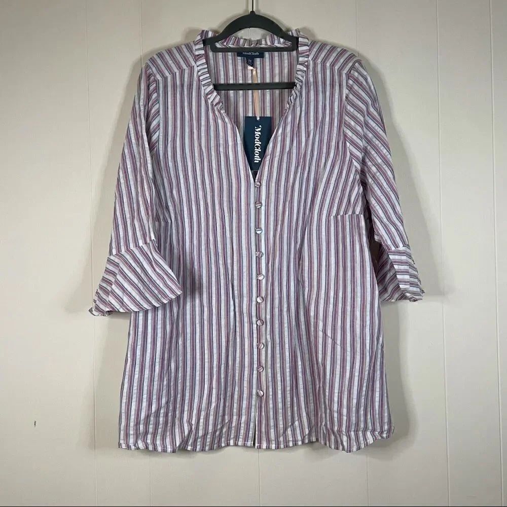 NWT - Modcloth Striped Button Down Top